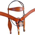 HILASON WESTERN TOOL LEATHER HORSE BRIDLE HEADSTALL BREAST COLLAR SADDLE TAN S21