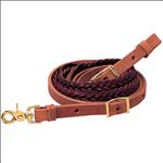 7 ft WEAVER HARNESS LATIGO LEATHER 5-PLAIT ROPER REIN HORSE TACK BRASS SNAP