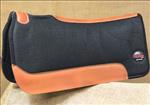 FP204A- HILASON WESTERN WOOL FELT GEL SADDLE PAD W/ GENUINE WEAR LEATHER - BLACK