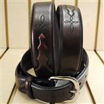 SILVER CREEK JACK OF DIAMONDS WESTERN LEATHER MENS BELT - RED