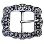 ANTIQUE SILVER FINISHED BERRY BELT BUCKLE WITH ROPE EDGE
