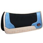 NEW HILASON WESTERN WOOL FELT GEL SADDLE PAD WITH ALLIGATOR PRINT LEATHER BLACK