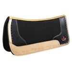 NEW HILASON WESTERN WOOL FELT GEL SADDLE PAD WITH ALLIGATOR PRINT LEATHER BLACK