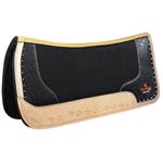 NEW HILASON WESTERN WOOL FELT GEL SADDLE PAD WITH ALLIGATOR PRINT LEATHER BLACK