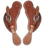 PS114-F HILASON WESTERN SPUR STRAPS LEATHER BASKET WEAVE - LIGHT OIL