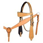 S515 HILASON WESTERN LEATHER HORSE BRIDLE HEADSTALL BREAST COLLAR TAN