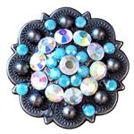 AB CRYSTALS ROUND CONCHOS RHINESTONE WESTERN HEADSTALL TACK BLING COWGIRL