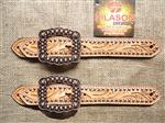 C139  HILASON WESTERN LEATHER SPUR STRAPS ADULT TAN W/ ANTIQUE COPPER BUCKLE