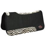 HILASON WESTERN WOOL FELT GEL SADDLE PAD W/ ZEBRA PRINT HAIR ON LEATHER