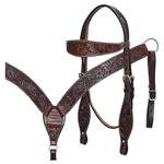 DARK BROWN HILASON WESTERN LEATHER HORSE BRIDLE HEADSTALL BREAST COLLAR