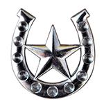NICKEL FINISH HORSESHOE STAR DESIGN CONCHO HEADSTALL SADDLE COWBOY