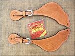 C136 NEW HILASON WESTERN LEATHER SPUR STRAPS BASKET WEAVE TOOL LIGHT OIL