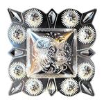 HILASON GERMAN SILVER 3 INCH BERRY SQUARE CONCHOS COWGIRL HEADSTALLS TACK