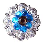NICKEL FINISH BERRY CONCHOS RHINESTONE HEADSTALL SADDLE TACK BLING COWGIRL