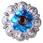 NICKEL FINISH BERRY CONCHOS RHINESTONE HEADSTALL SADDLE TACK BLING COWGIRL