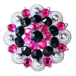 BLACK & HOT PINK CRYSTALS BERRY CONCHO RHINESTONE HEADSTALL SADDLE TACK COWGIRL
