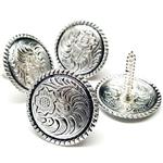 HILASON SILVER PLATED FLORAL ROUND CONCHO WOOD SCREW HORSE SADDLE HEADSTALL