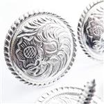 HILASON SILVER PLATED 1in FLORAL ROUND CONCHO WOOD SCREW HORSE SADDLE