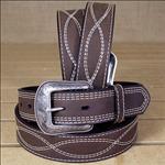 DARK BROWN MENS WESTERN FASHION LEATHER BELT REMOVABLE BUCKLE