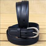 BLACK MENS WORK LEATHER BELT REMOVABLE BUCKLE