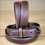 DARK BROWN MENS WORK LEATHER BELT REMOVABLE BUCKLE