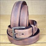 DARK BROWN MENS WORK LEATHER BELT REMOVABLE BUCKLE