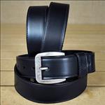 BLACK MENS WORK LEATHER BELT REMOVABLE BUCKLE