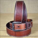 GEORGIA 1 3/4 INCH DARK BROWN MENS WORK LEATHER BELT REMOVABLE BUCKLE