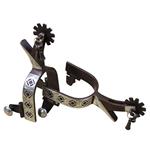 HILASON DIAMOND CUTOUT ANTIQUE BROWN YOUTH SPURS JINGLE BOBS