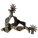 HILASON ANTIQUE BROWN MEN SPURS STAR AND HORSESHOE MOTIF