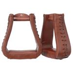 CHESTNUT TOUGH1 ROYAL KING OVERSIZED WESTERN LEATHER STIRRUP 3 NECK 3 TREAD