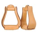 LIGHT OIL TOUGH1 LEATHER COVERED SADDLE STIRRUP 2 1/2 TREAD 3 NECK