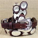 TONY LAMA COWGIRL BROWN SILVER LINK LADIES LEATHER BELT