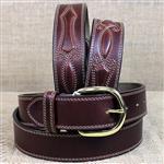 SILVER CREEK BROWN OIL FANCY PADDED MENS LEATHER BELT COWBOY