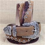 TONY LAMA BROWN KAITLYN CRYSTAL WESTERN LEATHER LADIES BELT