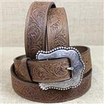 TONY LAMA BROWN LAYLA WESTERN LEATHER LADIES BELT WESTERN COWGIRL SHOW