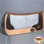 FP824A HILASON WESTERN WOOL FELT SADDLE PAD W/ LEATHER BORDER PRINTED COWBOY