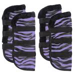 TOUGH-1 PURPLE ZEBRA PATTERN MESH FLY HORSE BOOTS SET OF 4 TACK WESTERN