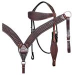 HILASON WESTERN LEATHER HORSE BRIDLE HEADSTALL BREAST COLLAR DARK BROWN