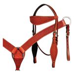 HILASON WESTERN HAND TOOL LEATHER HORSE HEADSTALL BRIDLE BREAST COLLAR MAHOGANY