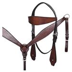 HILASON WESTERN LEATHER HORSE BRIDLE HEADSTALL BREAST COLLAR - DARK BROWN
