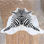 HS1004F- ZEBRA HAIR ON LEATHER PURE BRAZILIAN COWHIDE SKIN RUG CARPET