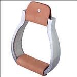 HILASON ALUMINIUM BELL HORSE SADDLE STIRRUPS WITH LEATHER FOOT GRIP
