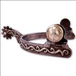 SCROLL MEDIUM SIZE CLASSIC EQUINE HORSE TACK GERMAN SILVER FLOWER DESIGN SPUR