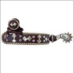HILASON ANTIQUE BROWN SHOW MEN SPUR DIAMOND PATTERN ROPE EDGE GS ENGRAVED TRIM