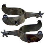 HILASON BLACK STEEL MEN RODEO SPURS 15 DEGREE OFFSET