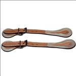 U-HILASON RUSSET LEATHER SPUR STRAPS 1 PLY STITCHED W/ RAWHIDE TRIM