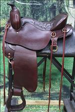 TUCKER WESTERN BROWN LEATHER CHEYENNE FRONTIE TRAIL HORSE SADDLE 15.5 inch