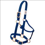 WEAVER AVERAGE HORSE NAVY NYLON ORIGINAL ADJUSTABLE CHIN THROAT SNAP HALTER