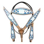 HILASON WESTERN LEATHER HORSE BRIDLE HEADSTALL BREAST COLLAR HAND PAINT CHEETAH